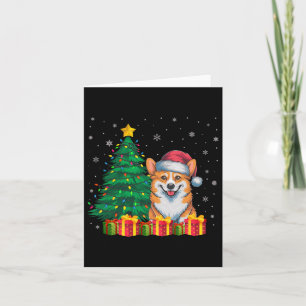 Tarjeta Navidades feos de Corgi Santa Hat iluminan a Perro