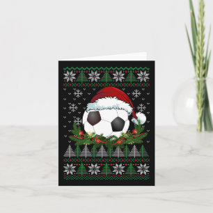 Tarjeta Navidades feos de fútbol familia Santa Hat Pajamas