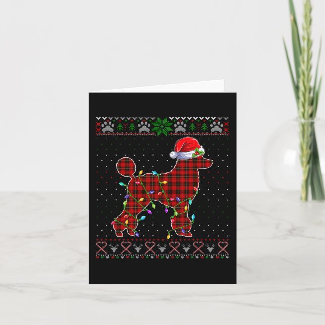 Tarjeta Navidades feos de la luz de caniche de la piel de  (Anverso)