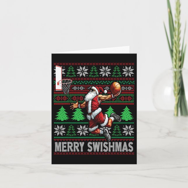 Tarjeta Navidades feos de Merry Swishmas Navidades de balo (Anverso)