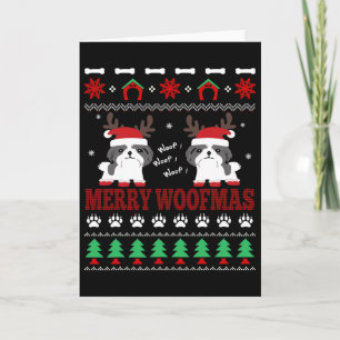 Tarjeta Navidades feos de Merry Woofmas Shih Tzu