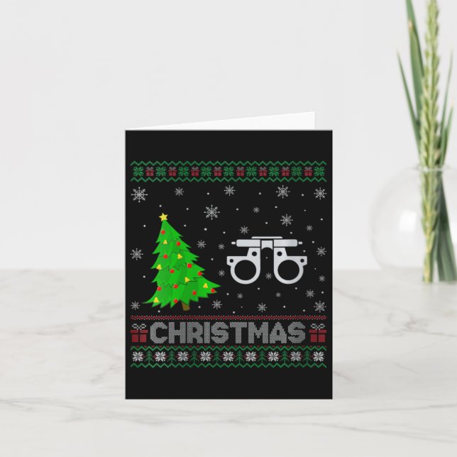 Tarjeta Navidades feos iluminan árbol de navidad de optome (Anverso)