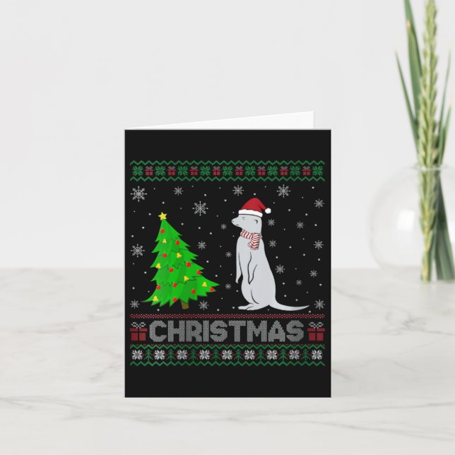 Tarjeta Navidades feos iluminan árbol de navidad mongol (Anverso)
