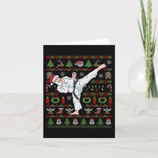 Tarjeta Navidades feos Karate Santa Claus Artes Marciales (Anverso)