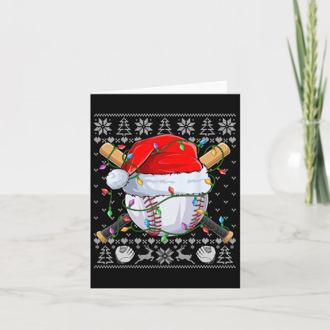 Tarjeta Navidades feos Sweater S Men Niños Béisbol Pl (Anverso)