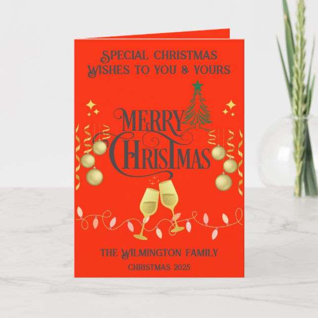 Tarjeta Navidades Festividad Muy Merry de la familia (Anverso)