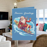 Tarjeta Navidades festivos acuarela Santa Beach<br><div class="desc">Navidades festivos acuarela Santa Beach Card</div>