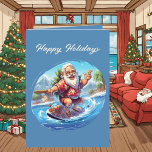 Tarjeta Navidades festivos acuarela Santa Beach<br><div class="desc">Navidades festivos acuarela Santa Beach Card</div>