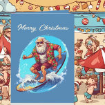 Tarjeta Navidades festivos acuarela Santa Beach<br><div class="desc">Navidades festivos acuarela Santa Beach Card</div>