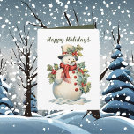 Tarjeta Navidades festivos acuarela snowman<br><div class="desc">Tarjeta de snowman acuarela para Navidades festivos</div>