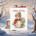 Tarjeta Navidades festivos acuarela snowman<br><div class="desc">Tarjeta de snowman acuarela para Navidades festivos</div>