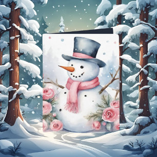 Tarjeta Navidades festivos agregan muñeco de nieve de text