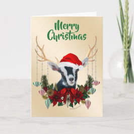 Tarjeta Navidades festivos Alpine Goat Kid