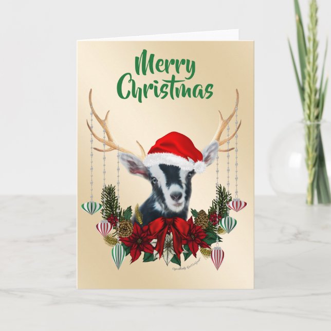 Tarjeta Navidades festivos Alpine Goat Kid (Anverso)