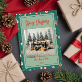 Tarjeta Navidades festivos de baubles y copos de nieve