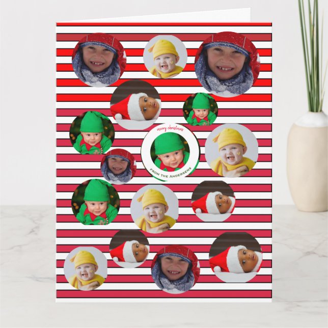 Tarjeta Navidades festivos de cuatro fotos 🎄 personalizad (Anverso)