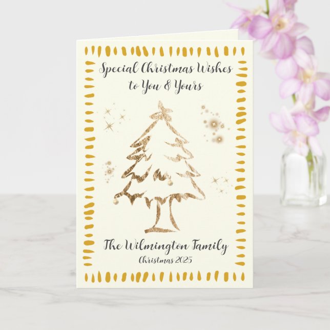 Tarjeta Navidades festivos de la familia Golden Tree plega (Orquídea)