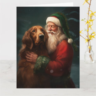 Tarjeta Navidades festivos de la Red Setter Santa Claus de