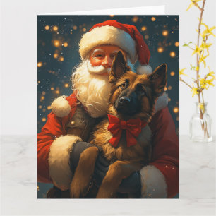 Tarjeta Navidades festivos de Malinois Santa Claus