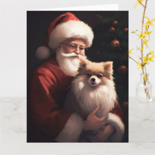 Tarjeta Navidades festivos de Pomerania con Santa Claus