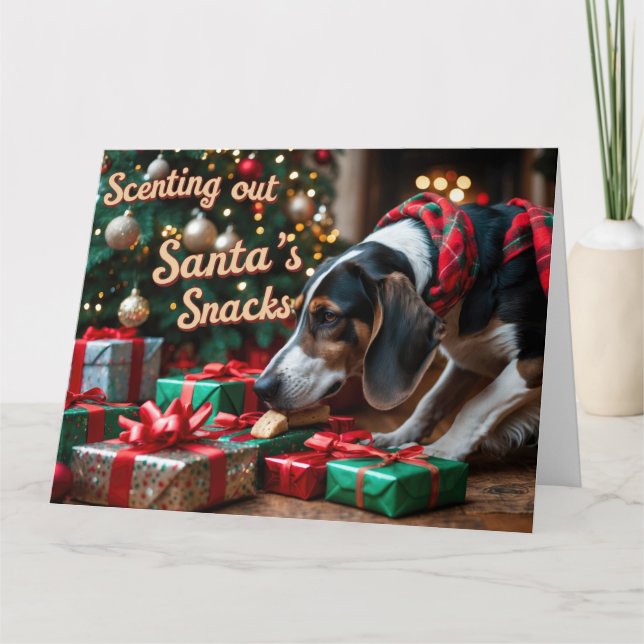 Tarjeta Navidades festivos de Walker Coonhound (Anverso)