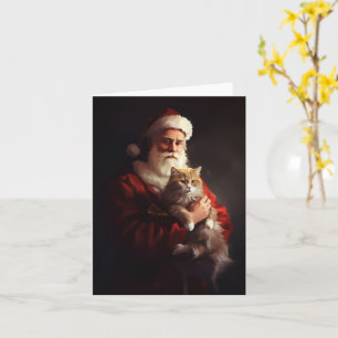 Tarjeta Navidades festivos del gato de Angora Santa Claus
