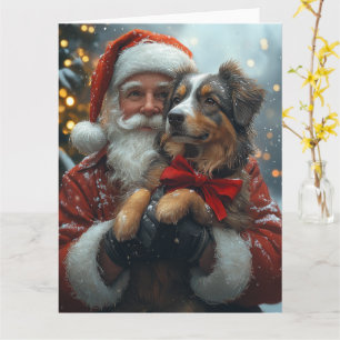 Tarjeta Navidades festivos del Pastor Australiano Santa Cl