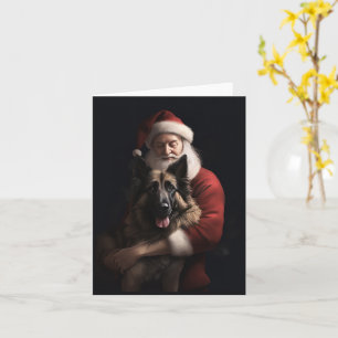 Tarjeta Navidades festivos del Pastor de Bélgica Santa Cla