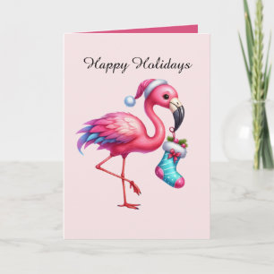 Tarjeta Navidades festivos flamingo rosa