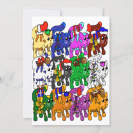 Tarjeta Navidades festivos Jolly Meowy gatos
