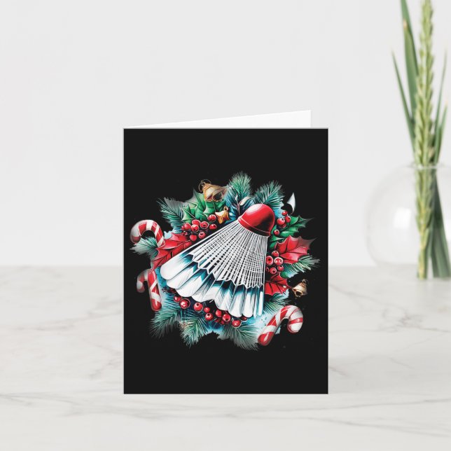 Tarjeta Navidades festivos para amantes de Badminton, Navi (Anverso)