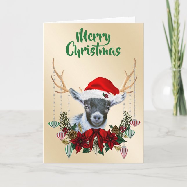 Tarjeta Navidades festivos Pygmy Goat Kid (Anverso)