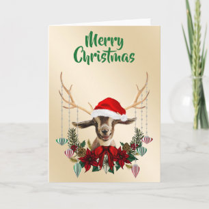 Tarjeta Navidades festivos Toggenburg Goat Kid