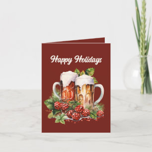 Tarjeta Navidades festivos tomando cerveza añaden texto