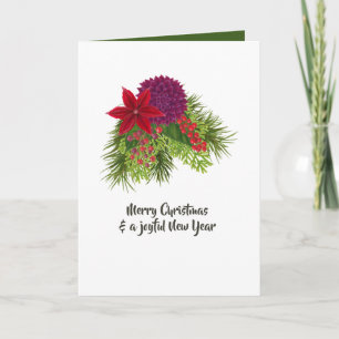 Tarjeta Navidades Florales de color de agua