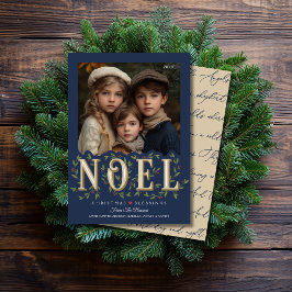Tarjeta Navidades fotográficos azules Noel Elegant