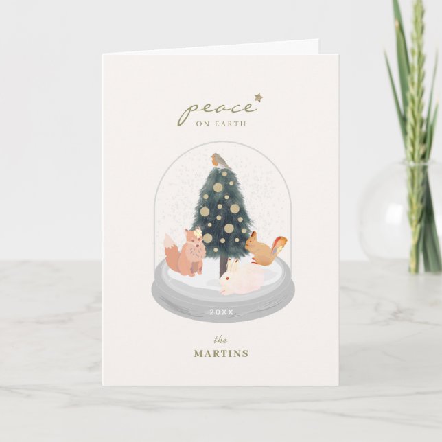 Tarjeta Navidades fotográficos blancos de Woodland Animals (Anverso)