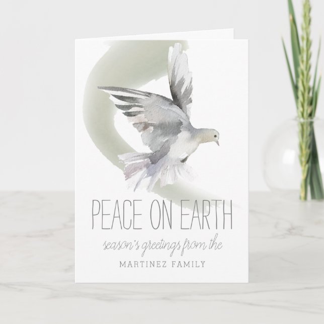 Tarjeta Navidades fotográficos de Peace on Earth Dove (Anverso)