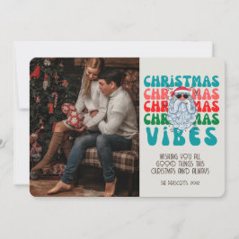 Tarjeta Navidades fotográficos de Retro Groovy Vibes Santa