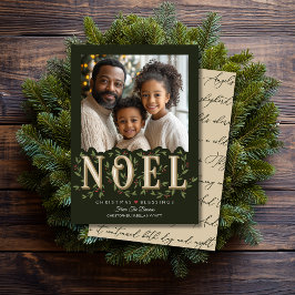 Tarjeta Navidades fotográficos verdes Noel Elegant