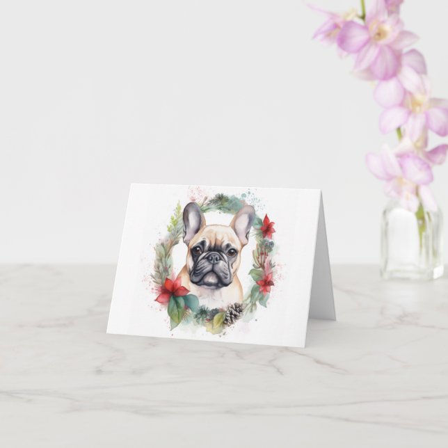 Tarjeta Navidades franceses de Bulldog escribieron un post (Orquídea)