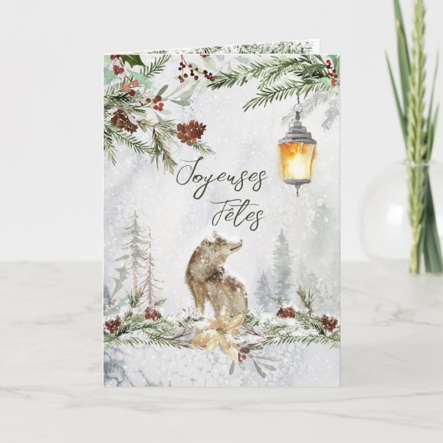 Tarjeta Navidades franceses de Winter Woodland (Anverso)