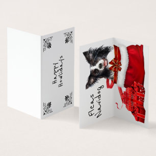 Tarjeta Navidades Fronteriza Collie Santa sack desea