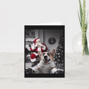 Tarjeta Navidades Funny Corgi Perro Selfie Con Santa Claus