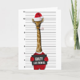 Tarjeta Navidades Funny Mugshot Guilty Giraffe