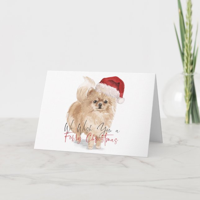 Tarjeta NAVIDADES FURRY Santa Hat Pomerania (Anverso)