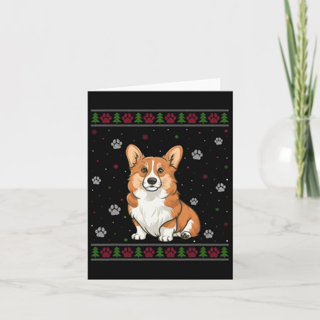 Tarjeta Navidades galeses de Corgi suéter Mascota de Navid (Anverso)