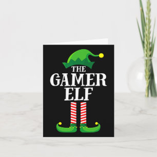 Tarjeta Navidades Gamer Elf Grupo familiar coincidente Chr