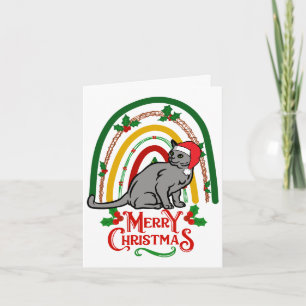 Tarjeta Navidades gato azul ruso Feliz Navidad