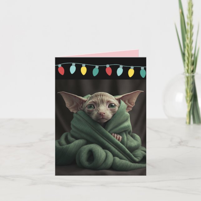 TARJETA NAVIDADES GATO SIN PELO DE SPHINX CUTE (Anverso)